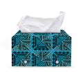 Turquoise African Ethnic Pattern Print Leather Tissue Box Cover