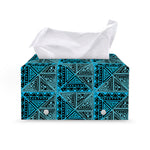 Turquoise African Ethnic Pattern Print Leather Tissue Box Cover