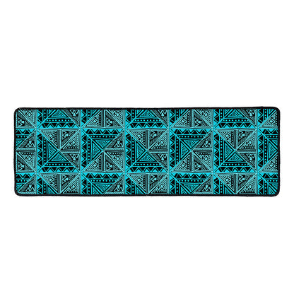Turquoise African Ethnic Pattern Print Long Kitchen Mat