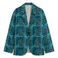 Turquoise African Ethnic Pattern Print Men's Blazer