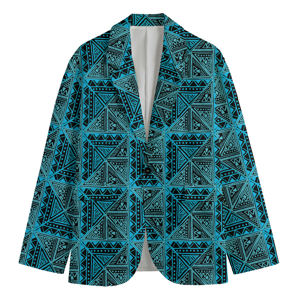 Turquoise African Ethnic Pattern Print Men's Blazer