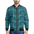 Turquoise African Ethnic Pattern Print Men's Bomber Jacket