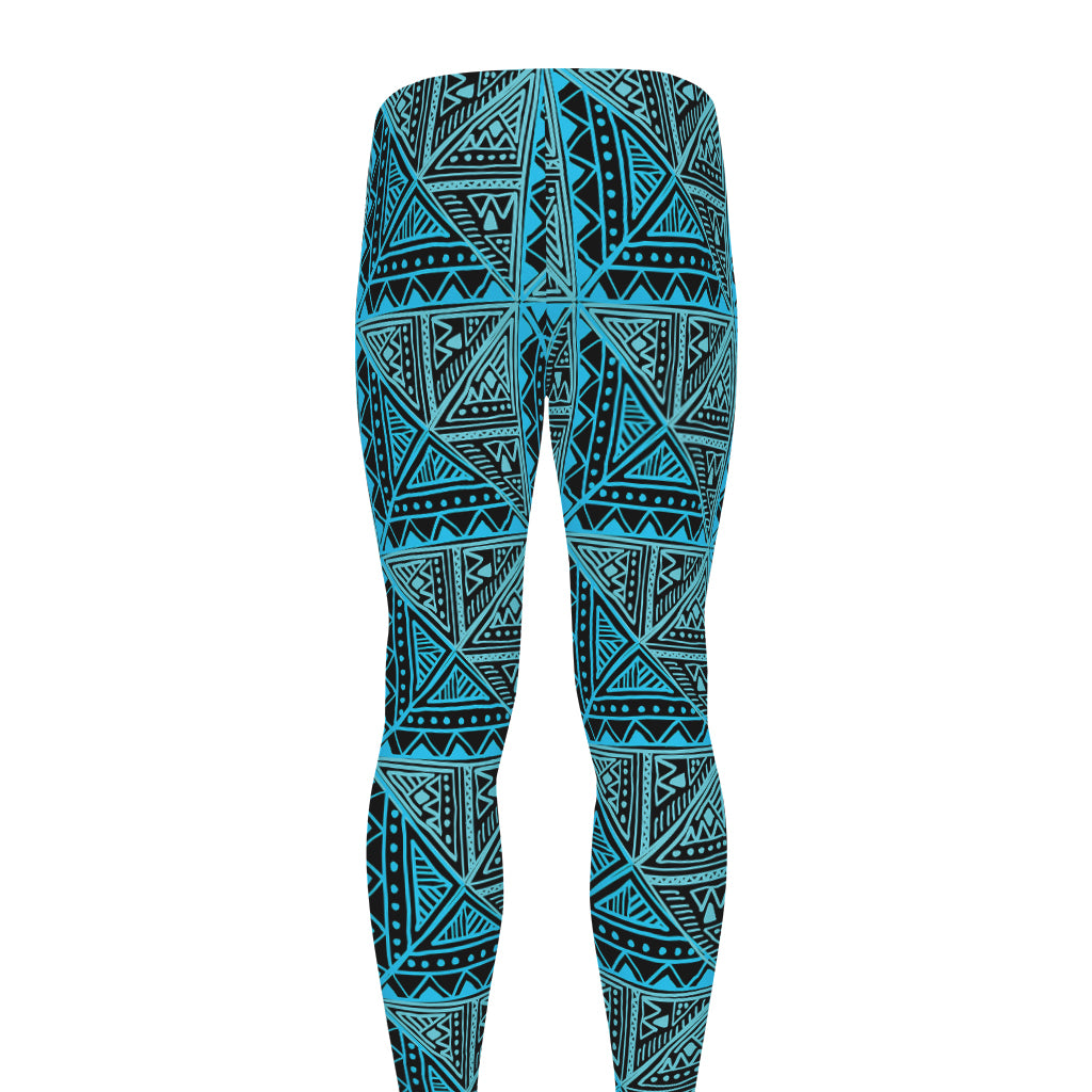 Turquoise African Ethnic Pattern Print Men's leggings