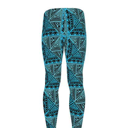 Turquoise African Ethnic Pattern Print Men's leggings