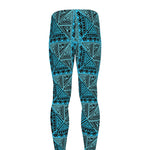 Turquoise African Ethnic Pattern Print Men's leggings