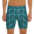 Turquoise African Ethnic Pattern Print Men's Long Boxer Briefs