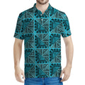 Turquoise African Ethnic Pattern Print Men's Polo Shirt