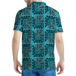 Turquoise African Ethnic Pattern Print Men's Polo Shirt