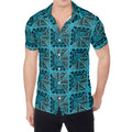 Turquoise African Ethnic Pattern Print Men's Shirt