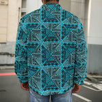 Turquoise African Ethnic Pattern Print Men's Shirt Jacket