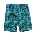 Turquoise African Ethnic Pattern Print Men's Sports Shorts