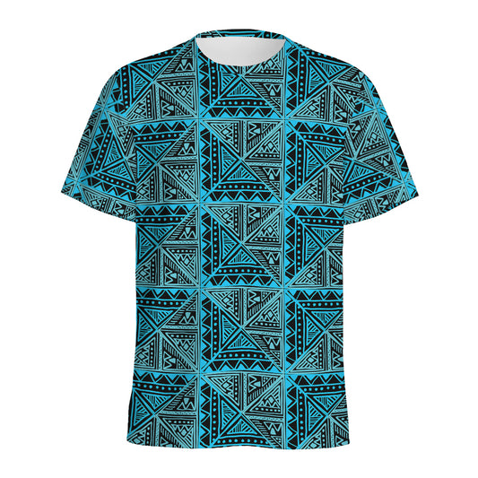 Turquoise African Ethnic Pattern Print Men's Sports T-Shirt