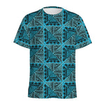 Turquoise African Ethnic Pattern Print Men's Sports T-Shirt