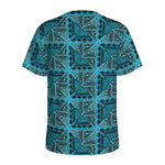 Turquoise African Ethnic Pattern Print Men's Sports T-Shirt