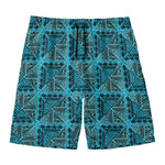 Turquoise African Ethnic Pattern Print Men's Swim Trunks