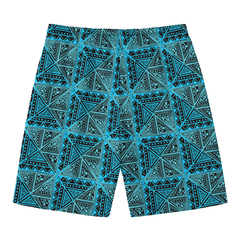 Turquoise African Ethnic Pattern Print Men's Swim Trunks