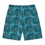 Turquoise African Ethnic Pattern Print Men's Swim Trunks