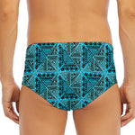 Turquoise African Ethnic Pattern Print Men's Triangle Swim Briefs