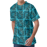 Turquoise African Ethnic Pattern Print Men's Velvet T-Shirt