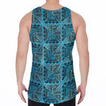 Turquoise African Ethnic Pattern Print Men's Velvet Tank Top