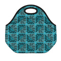 Turquoise African Ethnic Pattern Print Neoprene Lunch Bag