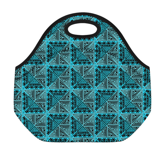 Turquoise African Ethnic Pattern Print Neoprene Lunch Bag