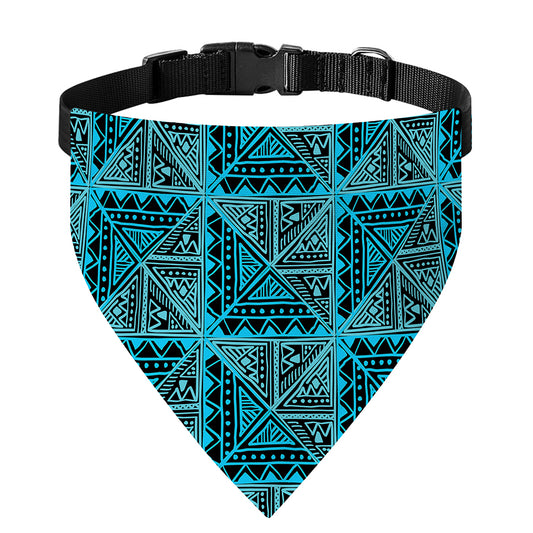 Turquoise African Ethnic Pattern Print Over The Collar Dog Bandana
