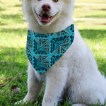 Turquoise African Ethnic Pattern Print Over The Collar Dog Bandana