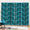 Turquoise African Ethnic Pattern Print Pencil Pleat Curtains