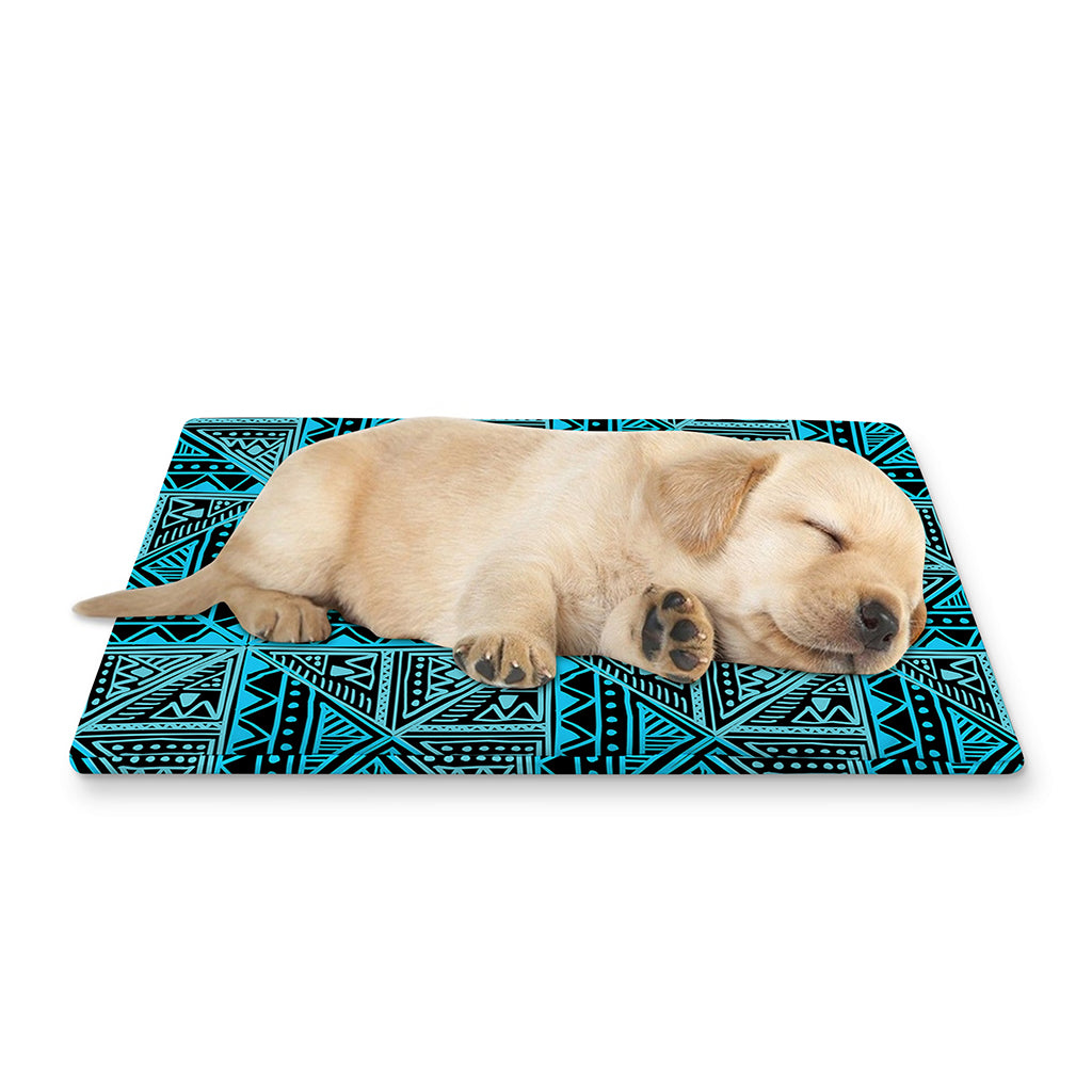 Turquoise African Ethnic Pattern Print Pet Cooling Mat Cover
