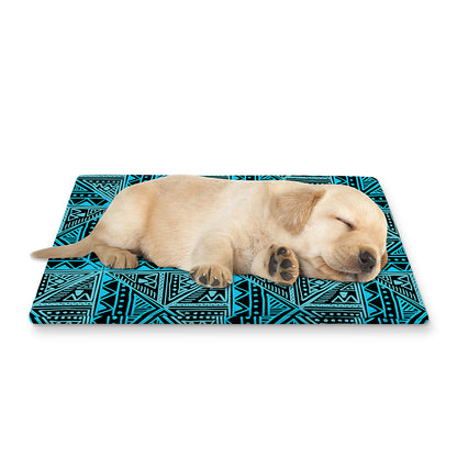 Turquoise African Ethnic Pattern Print Pet Cooling Mat Cover