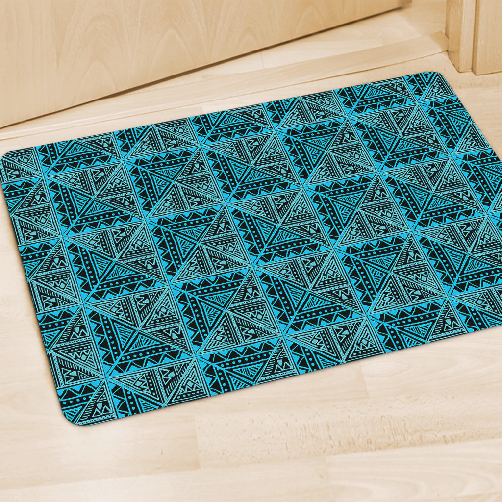 Turquoise African Ethnic Pattern Print Polyester Doormat
