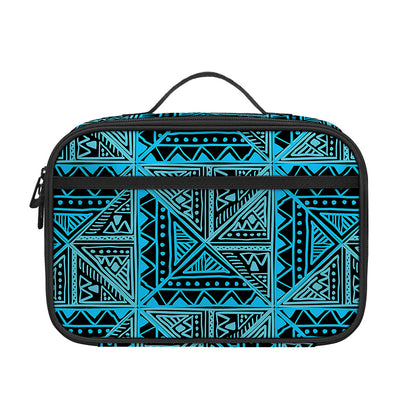 Turquoise African Ethnic Pattern Print Portable Lunch Bag