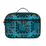 Turquoise African Ethnic Pattern Print Portable Lunch Bag