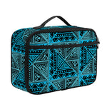 Turquoise African Ethnic Pattern Print Portable Lunch Bag