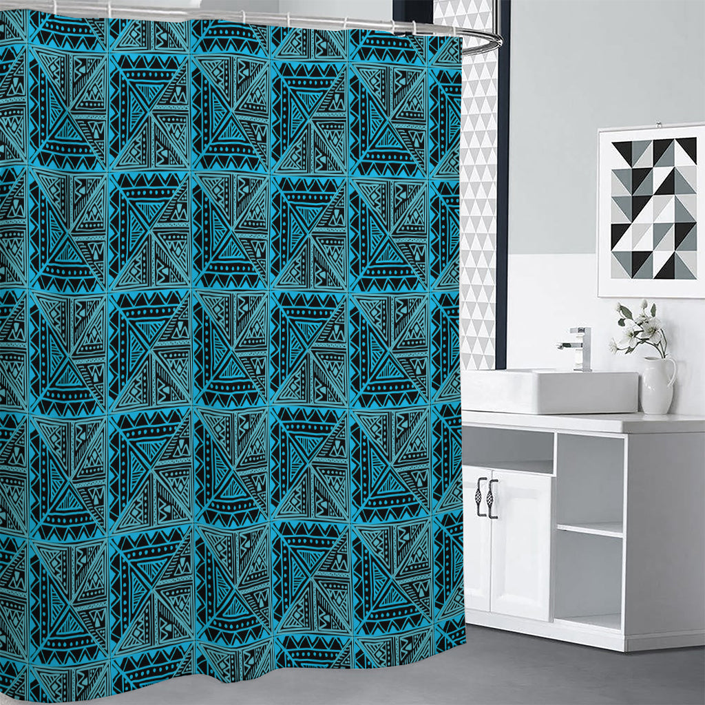 Turquoise African Ethnic Pattern Print Premium Shower Curtain