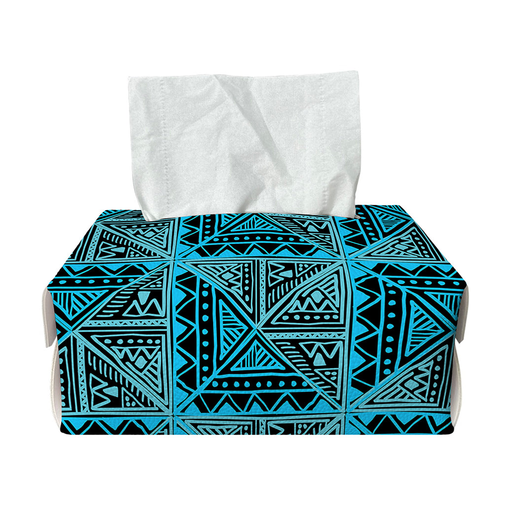 Turquoise African Ethnic Pattern Print Rectangle Tissue Box Cover