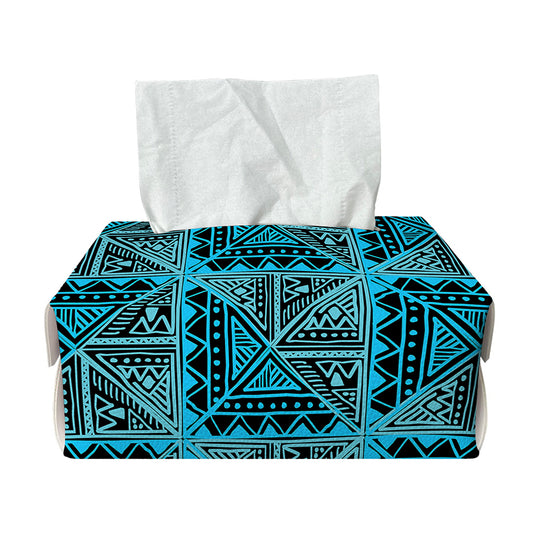 Turquoise African Ethnic Pattern Print Rectangle Tissue Box Cover