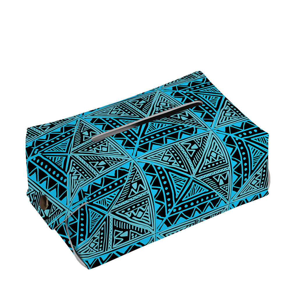 Turquoise African Ethnic Pattern Print Rectangle Tissue Box Cover