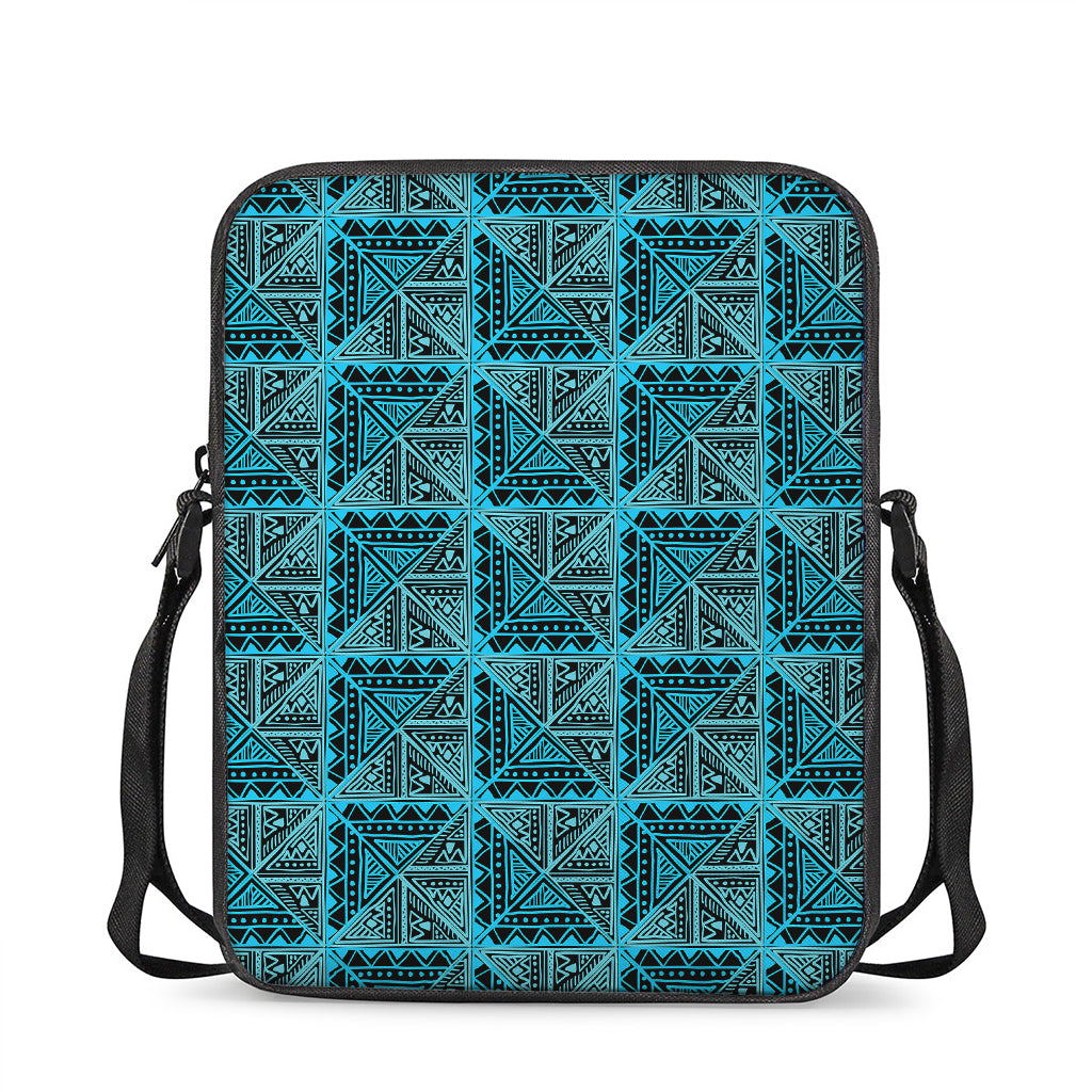 Turquoise African Ethnic Pattern Print Rectangular Crossbody Bag