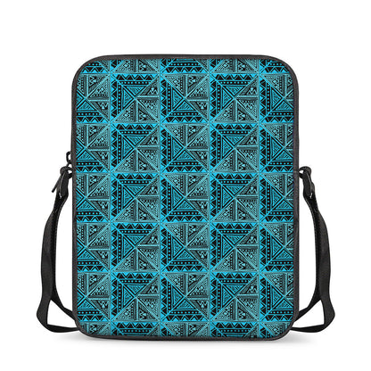Turquoise African Ethnic Pattern Print Rectangular Crossbody Bag