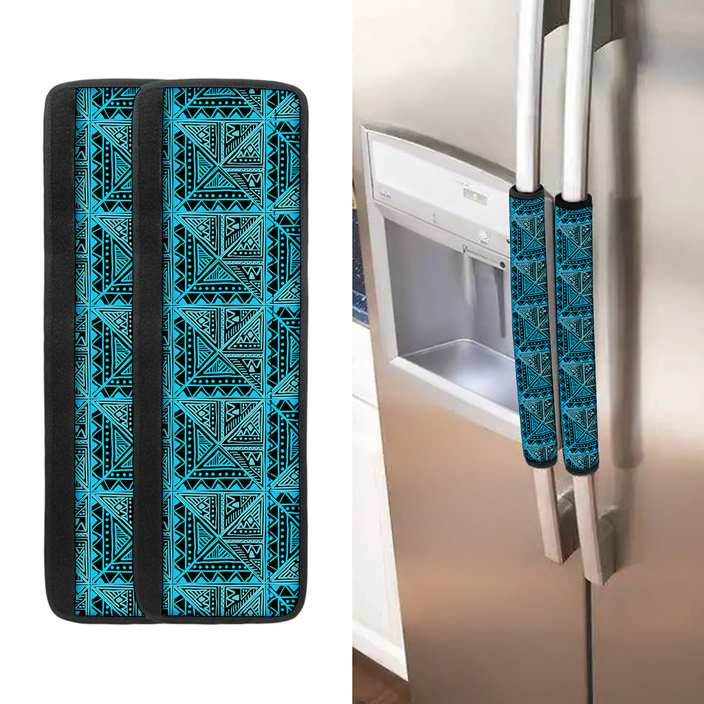 Turquoise African Ethnic Pattern Print Refrigerator Handle Covers