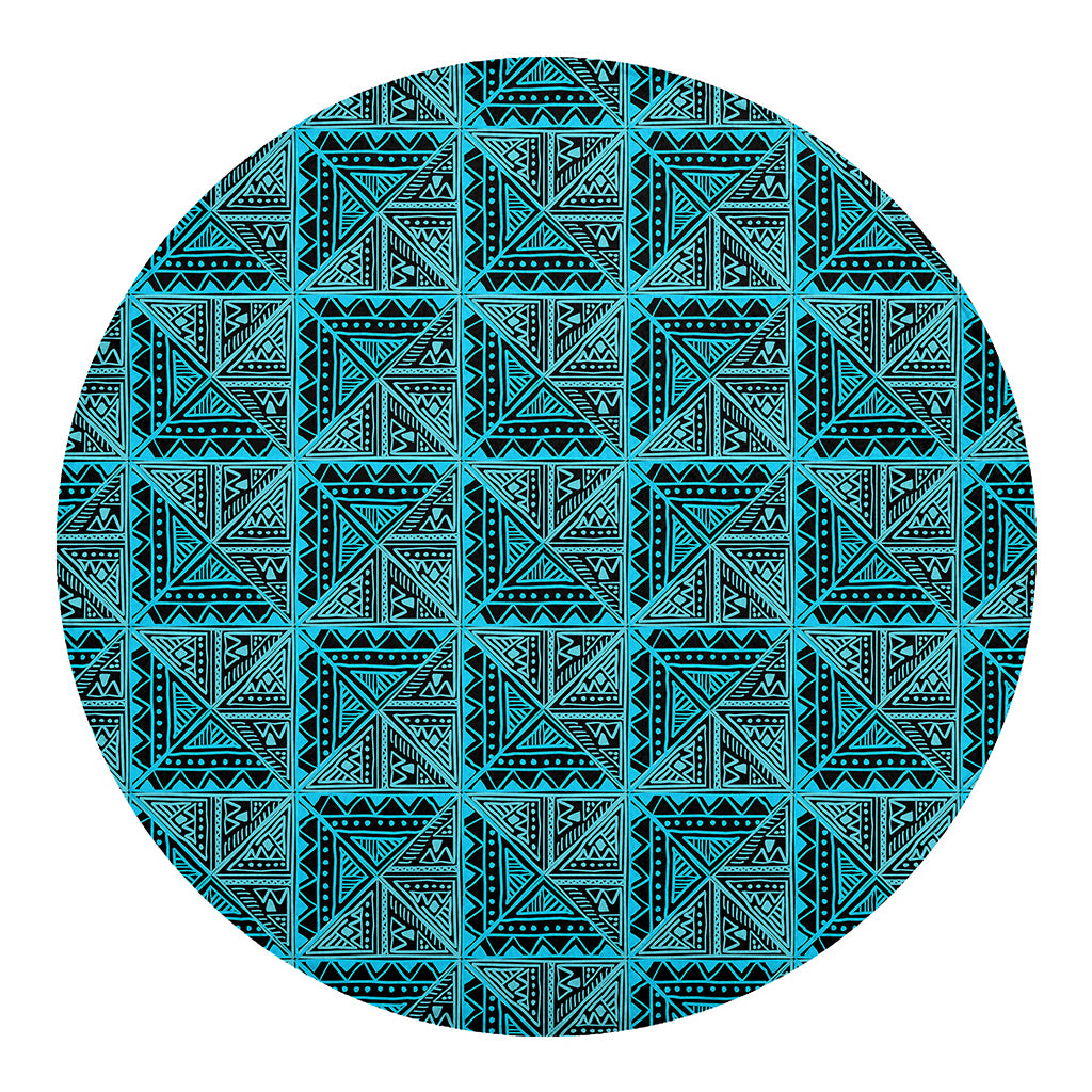Turquoise African Ethnic Pattern Print Round Blanket