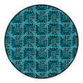 Turquoise African Ethnic Pattern Print Round Floor Mat