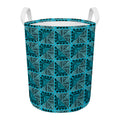 Turquoise African Ethnic Pattern Print Round Laundry Basket