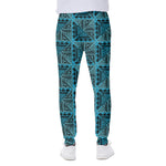 Turquoise African Ethnic Pattern Print Scuba Joggers