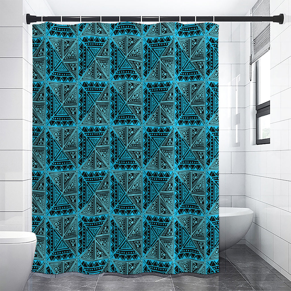 Turquoise African Ethnic Pattern Print Shower Curtain