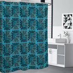 Turquoise African Ethnic Pattern Print Shower Curtain