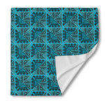 Turquoise African Ethnic Pattern Print Silk Bandana