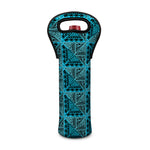 Turquoise African Ethnic Pattern Print Single Neoprene Wine Tote